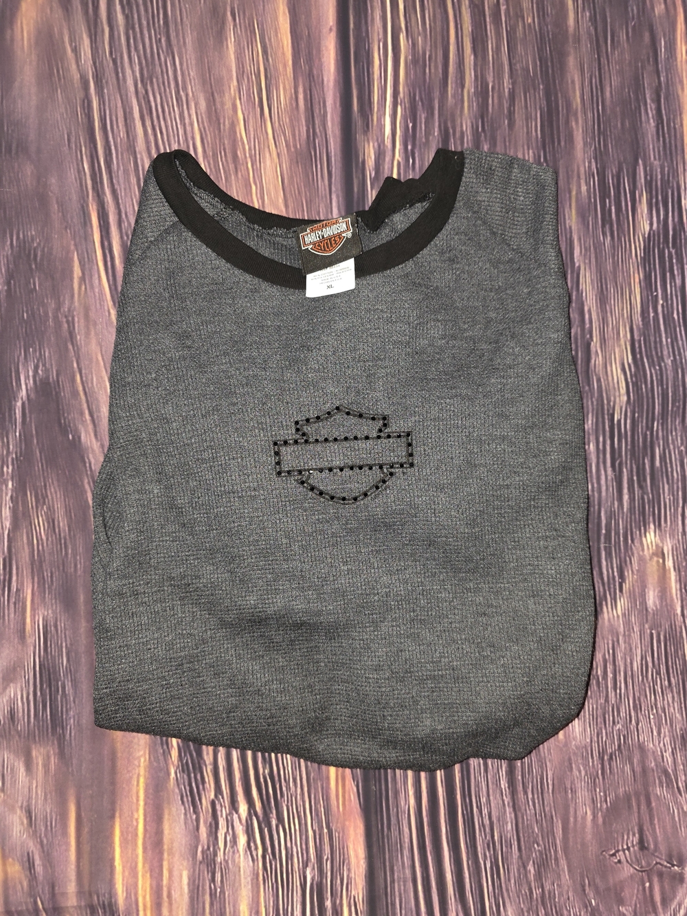 Harley-Davidson Gray Long Sleeve Top with Black Trim